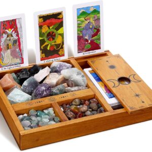 Wooden Tarot Card Holder Wood Wiccan Altar Supplies Decorative Crystal Organizer Moon Tarot Card Accessories Crystal Holder Tray Stones Box Stand Accessories Display Stands(Wood Color)