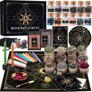 Wyspell Large Witchcraft Kit 65 PCS – Witch Altar Spell Kit – Wiccan Supplies and Tools – Witch Set for Beginners Witchcraft Supplies Kit