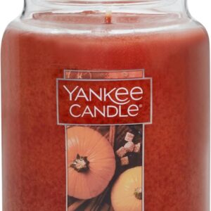 Yankee Candle Darice Candle Spiced Pumpkin Scented, 22oz Single Wick, Over 110 Hours of Burn Time, Perfect Accent for Fall Decor, Classic Large Jar, Peach