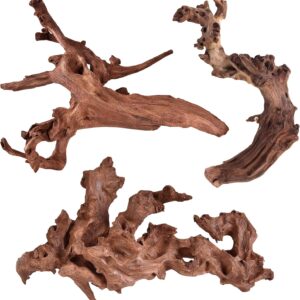 majoywoo Natural Coral Driftwood for Aquarium Decor Fish Tank Decorations, Assorted Driftwood Branch 6-10″ 3 Pcs, Reptile Decor…