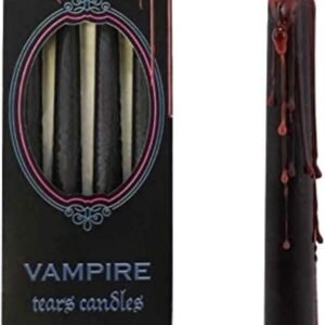 something different Vampire Tears Black Candles – Set of 4 Bleeding Candles – Gothic Rituals Halloween