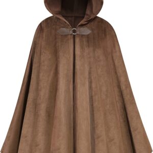 yolsun Renaissance Cloak with Hood Costume for Men Victorian steampunk Medieval Cosplay Witch Cloak Cape