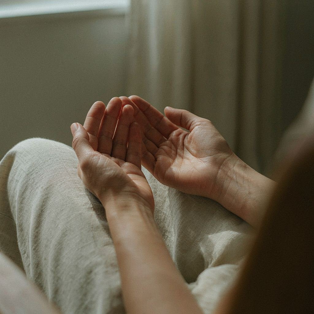 Open hands resting in meditation
